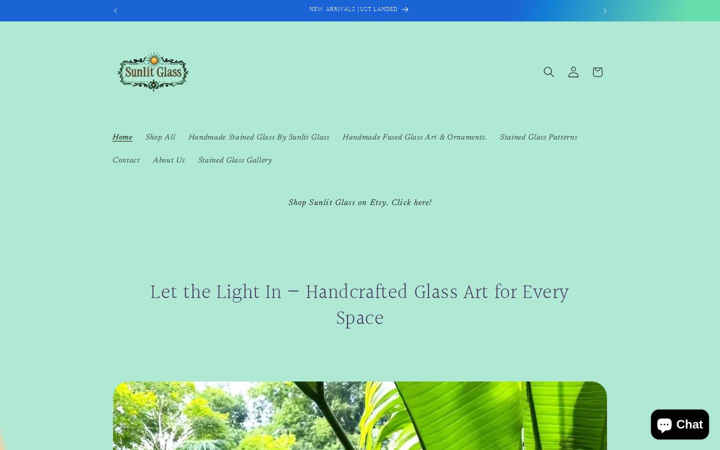 sunlitglass.com homepage screenshot