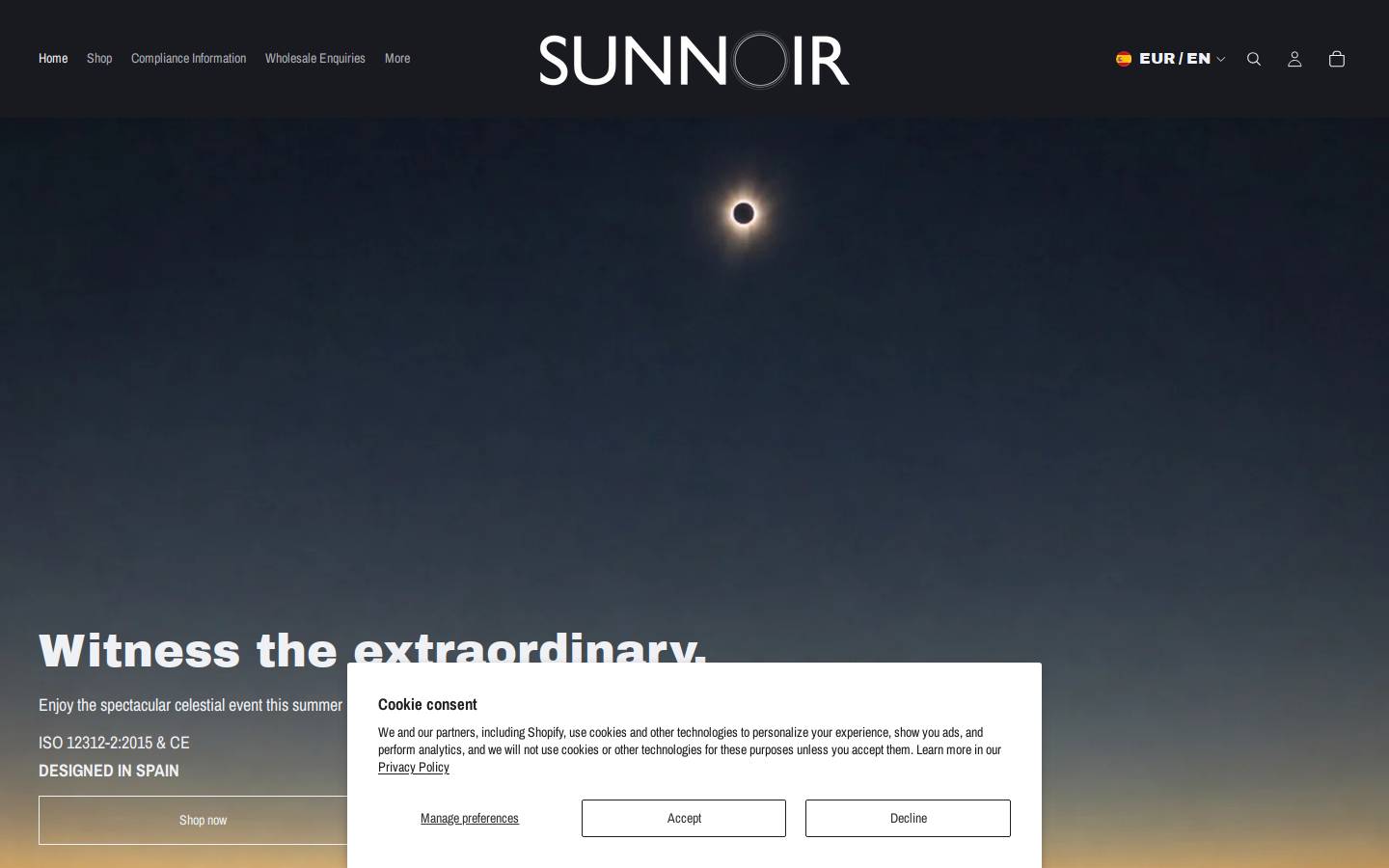 sunnoir.com homepage screenshot