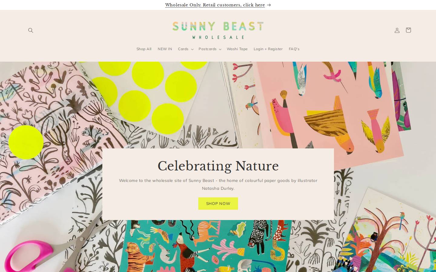 sunnybeastwholesale.com homepage screenshot