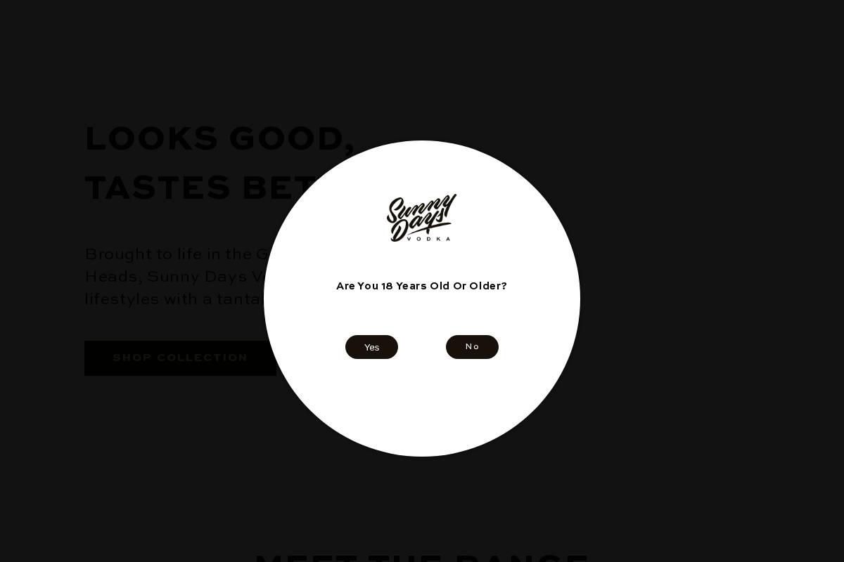 sunnydaysvodka.com homepage screenshot