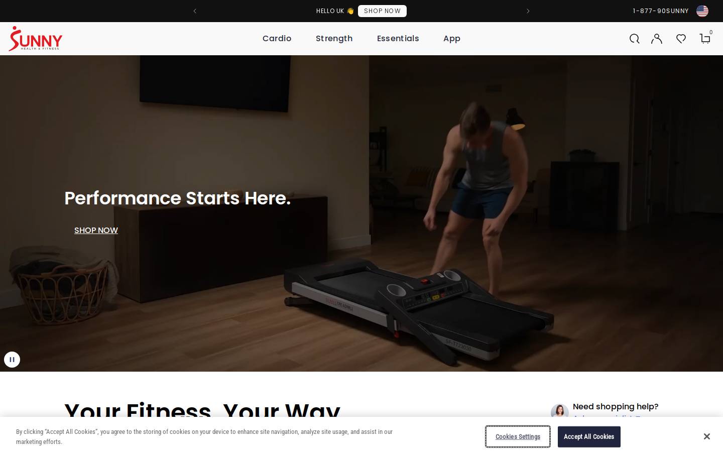 Sunny Health & Fitness homepage screenshot