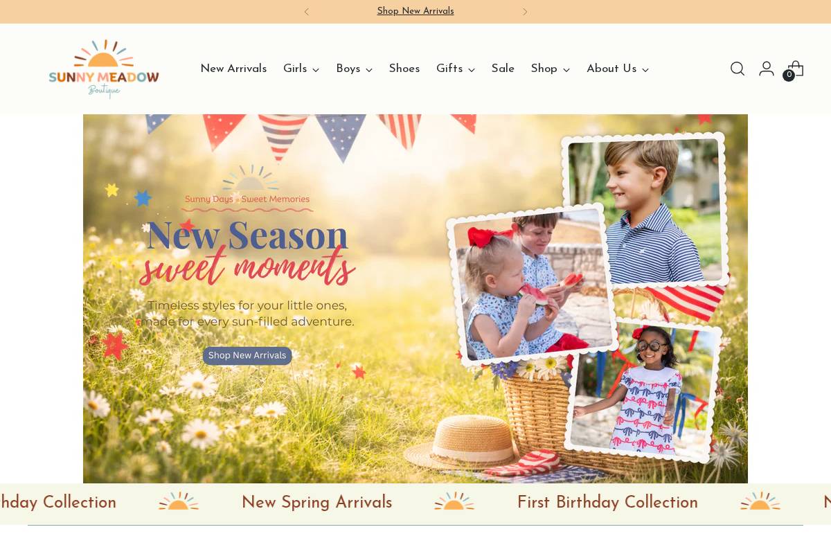 sunnymeadowboutique.com homepage screenshot