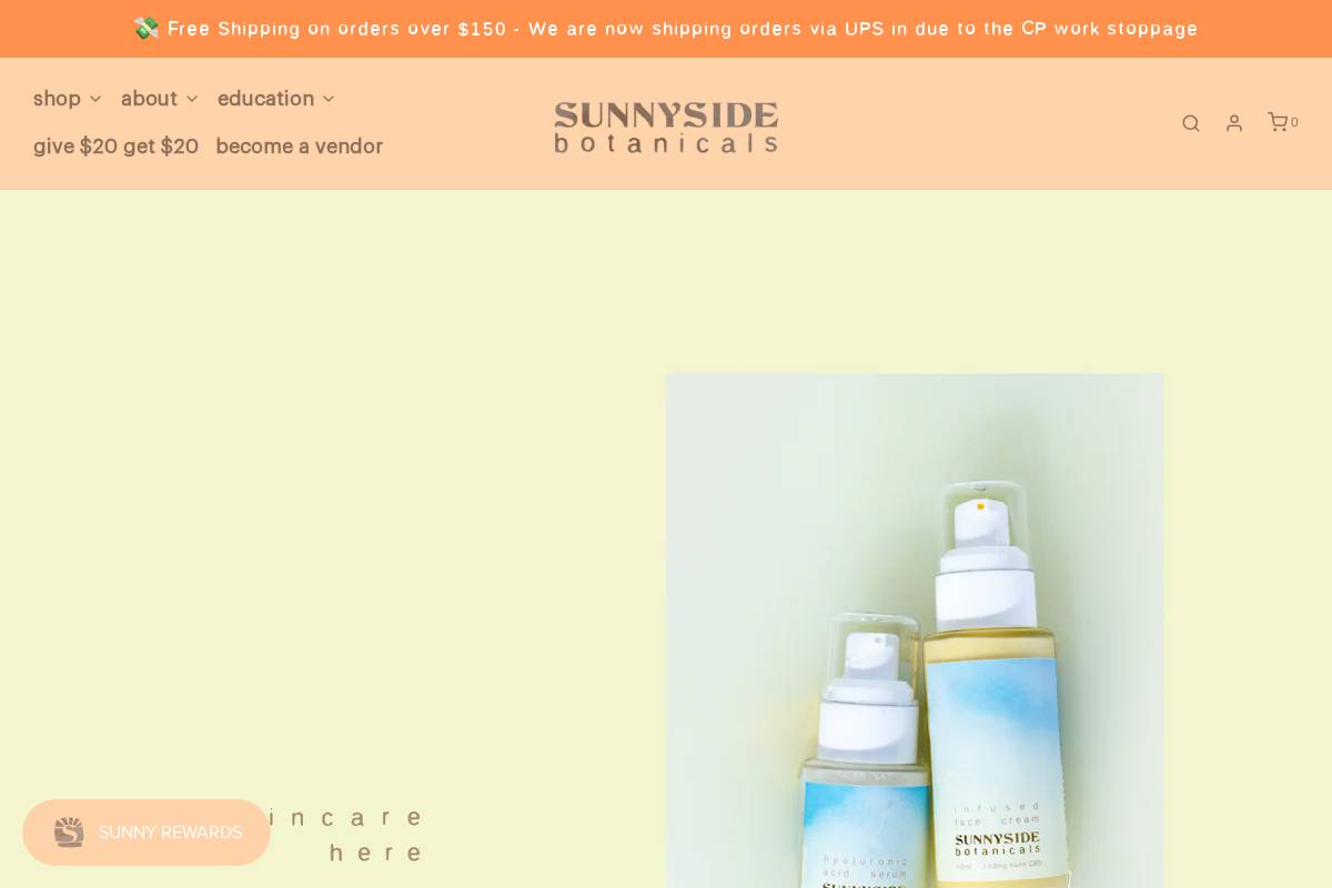 sunnysidebotanicals.ca homepage screenshot