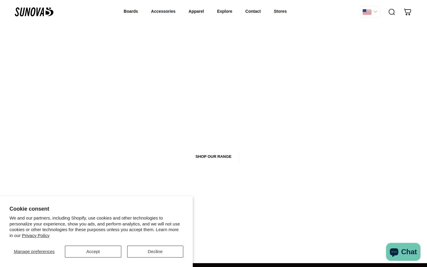 sunovasurfboards.com homepage screenshot