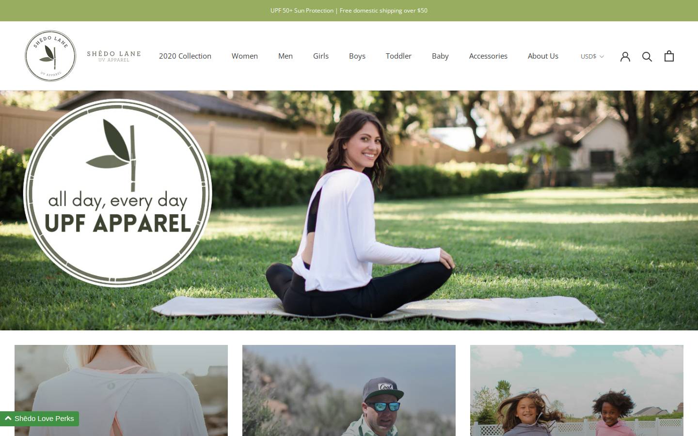 sunprotectionshirts.com homepage screenshot