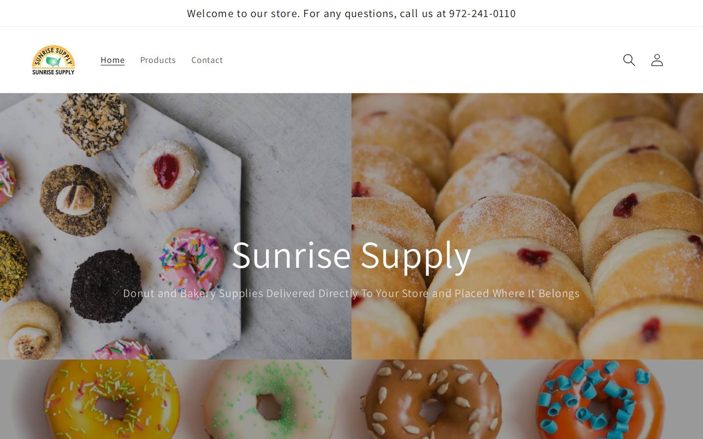 sunrisebakerysupply.com homepage screenshot