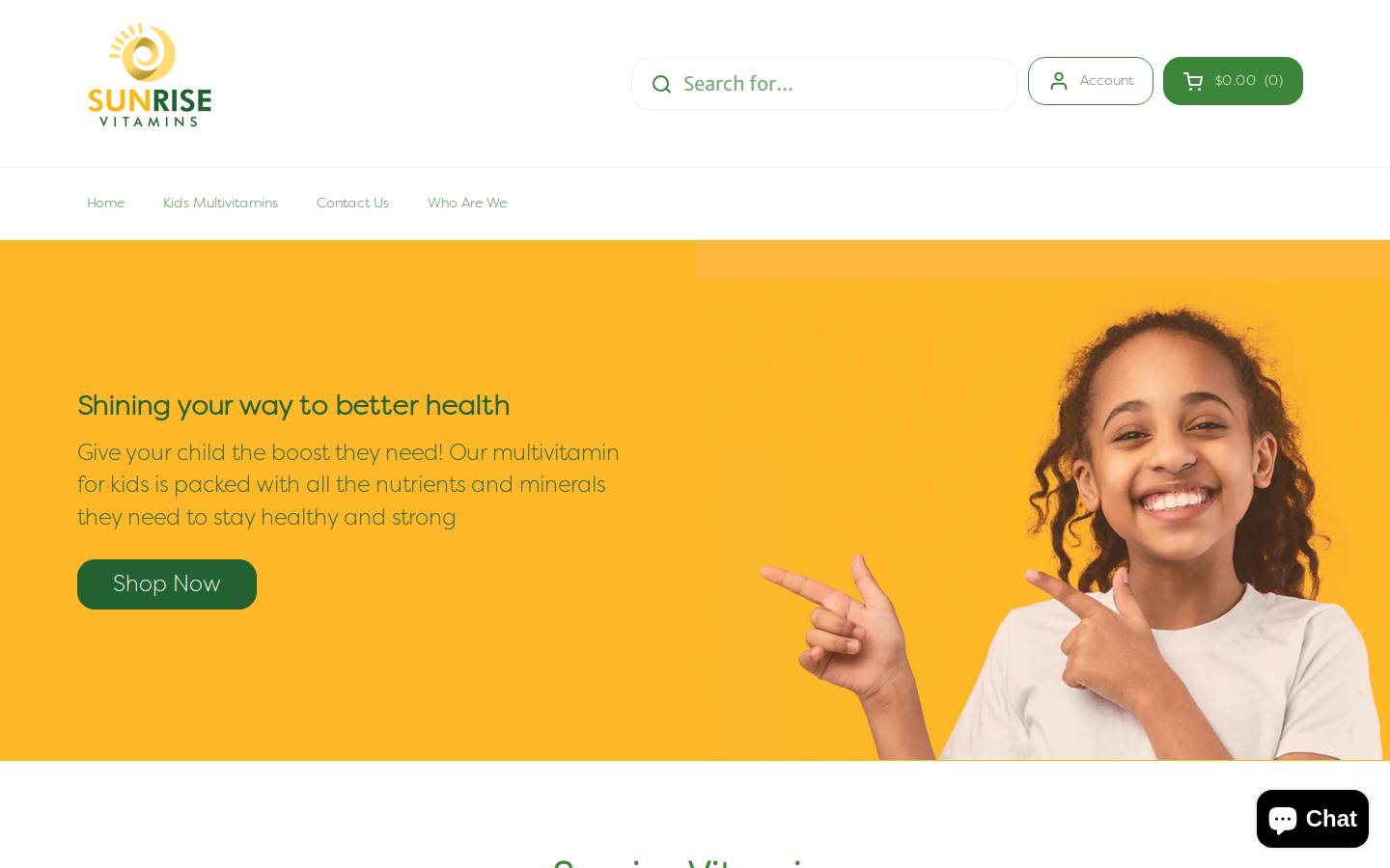 sunrisevitamins.org homepage screenshot