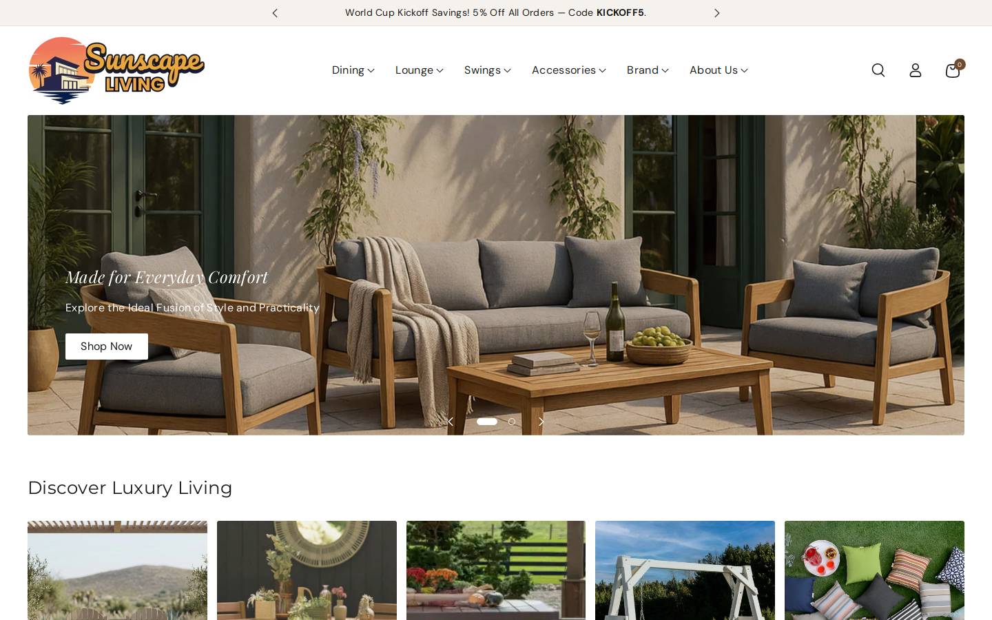 sunscapeliving.com homepage screenshot