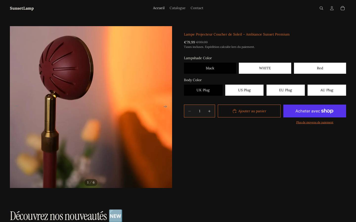 sunsetlamp.fr homepage screenshot