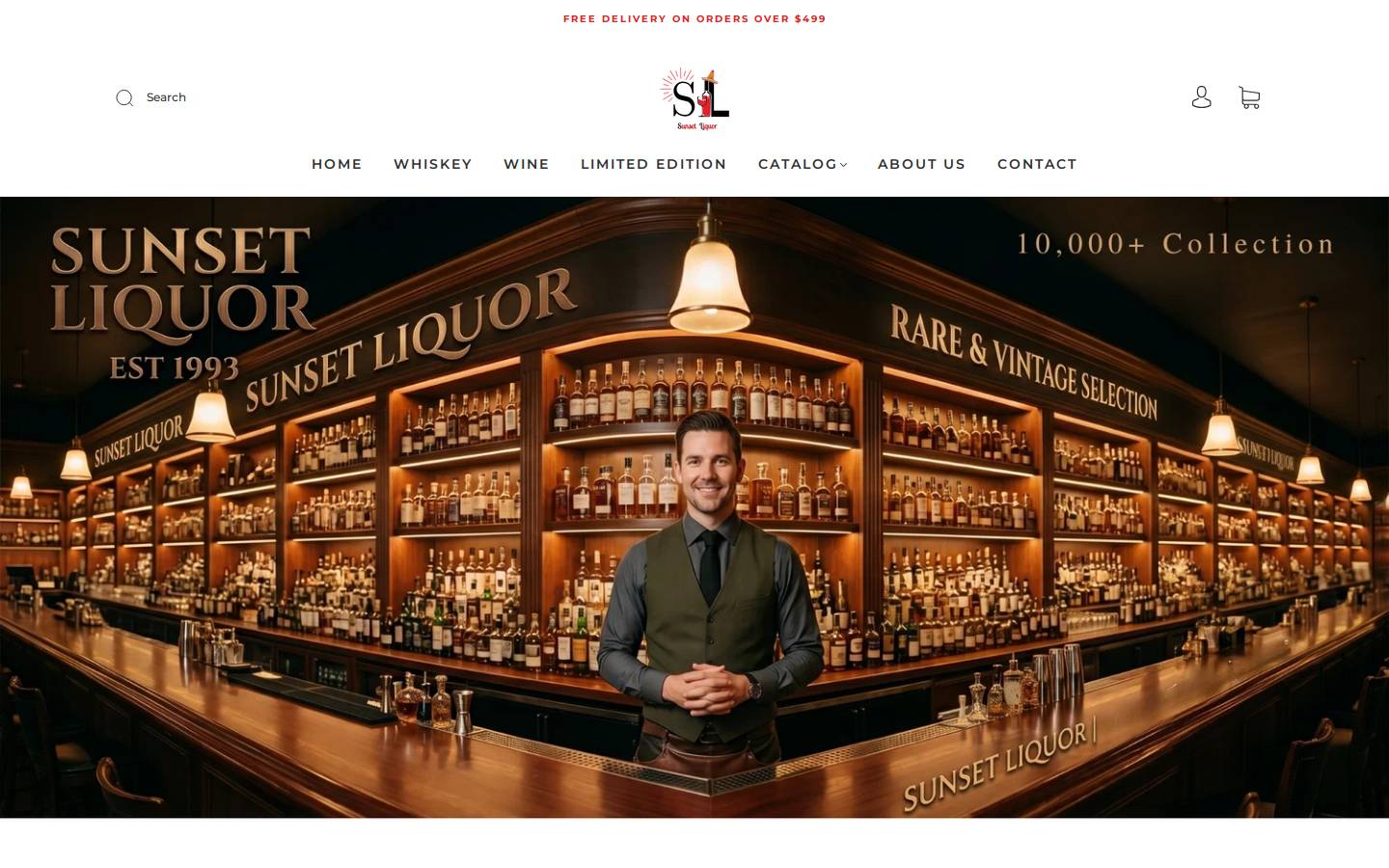 sunsetliquor.us homepage screenshot