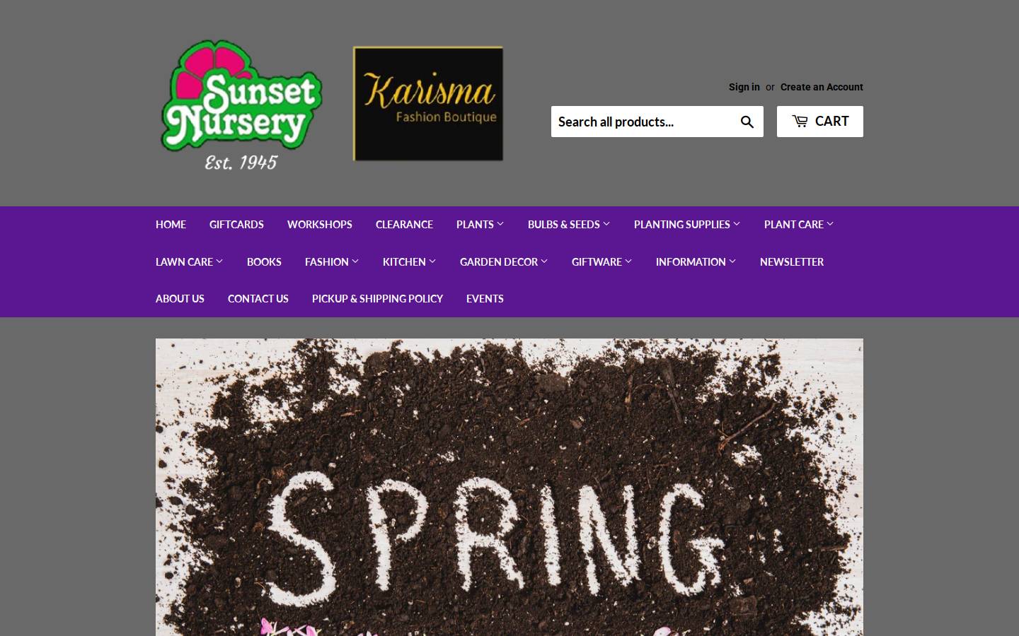 sunsetnursery.ca homepage screenshot