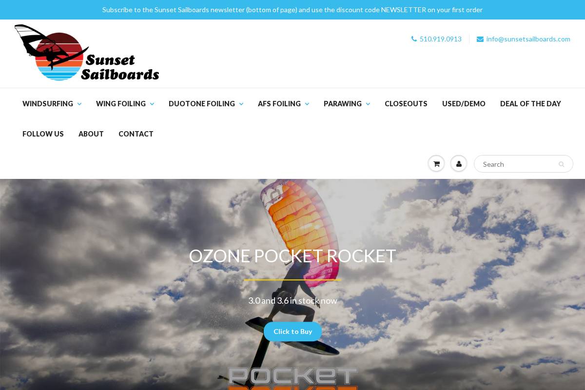 Sunset Sailboards homepage screenshot