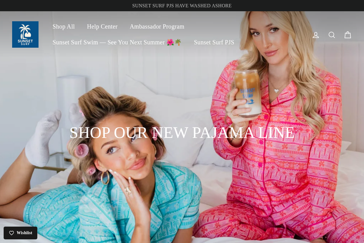SUNSET SURF APPAREL homepage screenshot