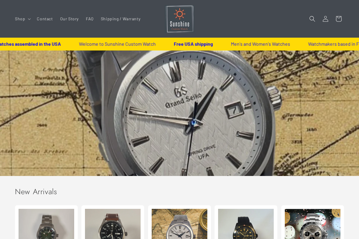 Sunshine Custom Watch homepage screenshot