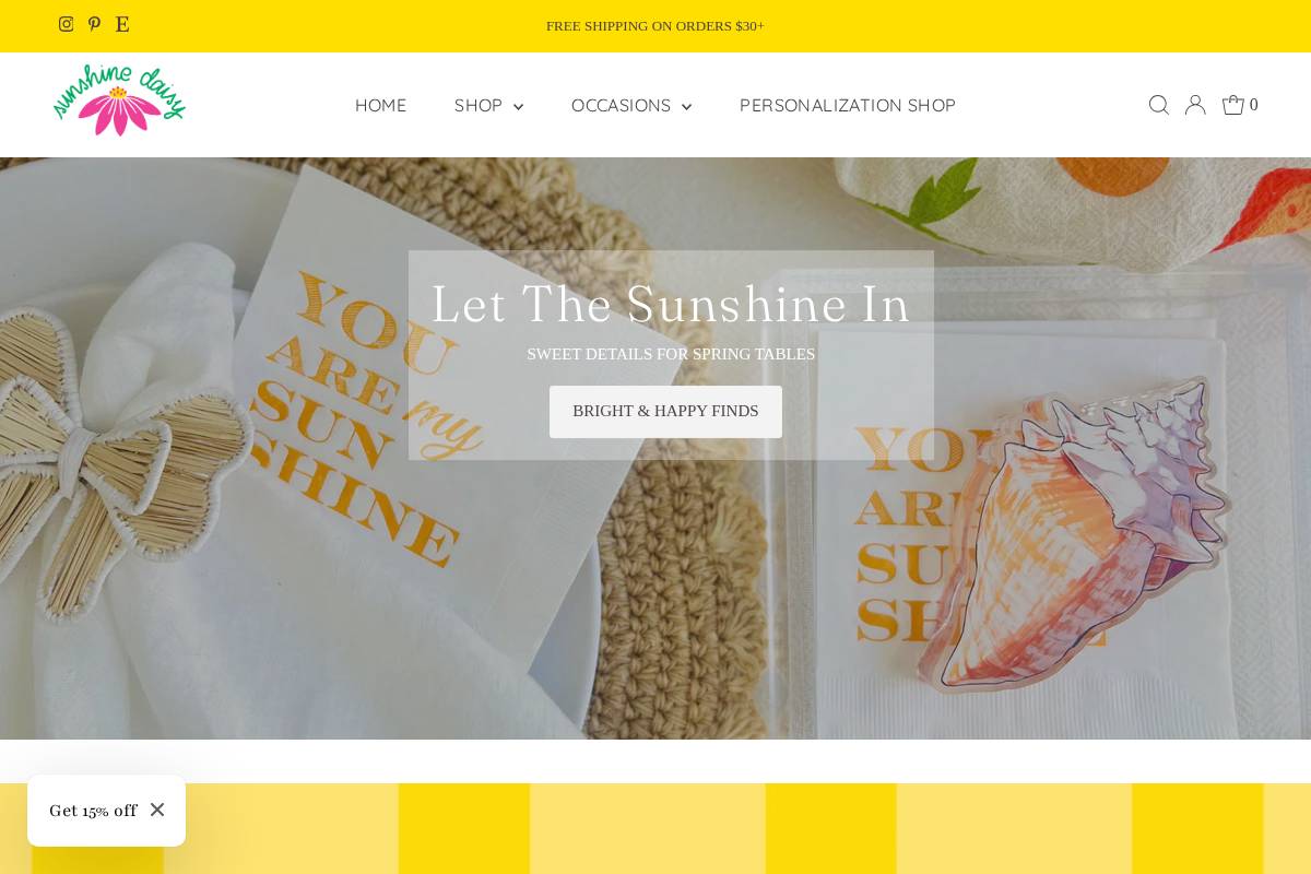 sunshinedaisy.com homepage screenshot