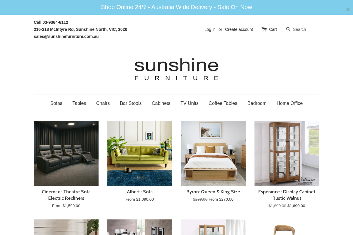 sunshinefurniture.com.au homepage screenshot