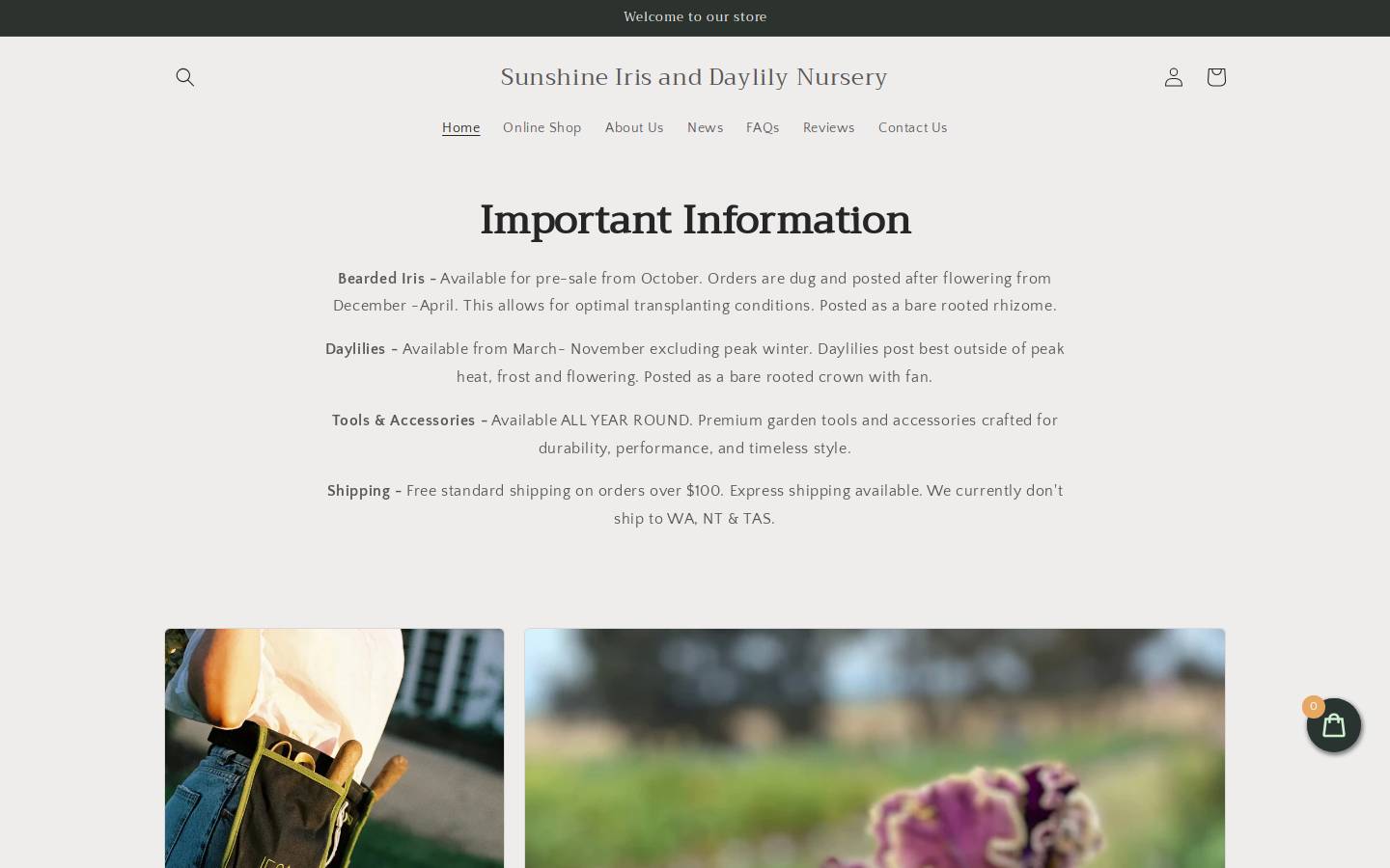 sunshineiris.com.au homepage screenshot
