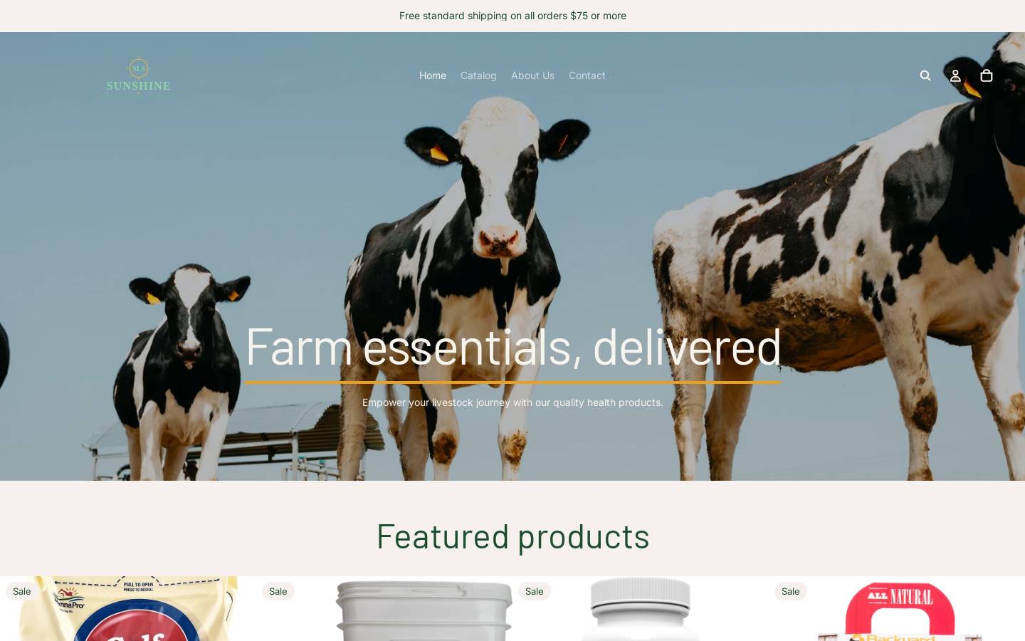 sunshinelivestocksupply.com homepage screenshot