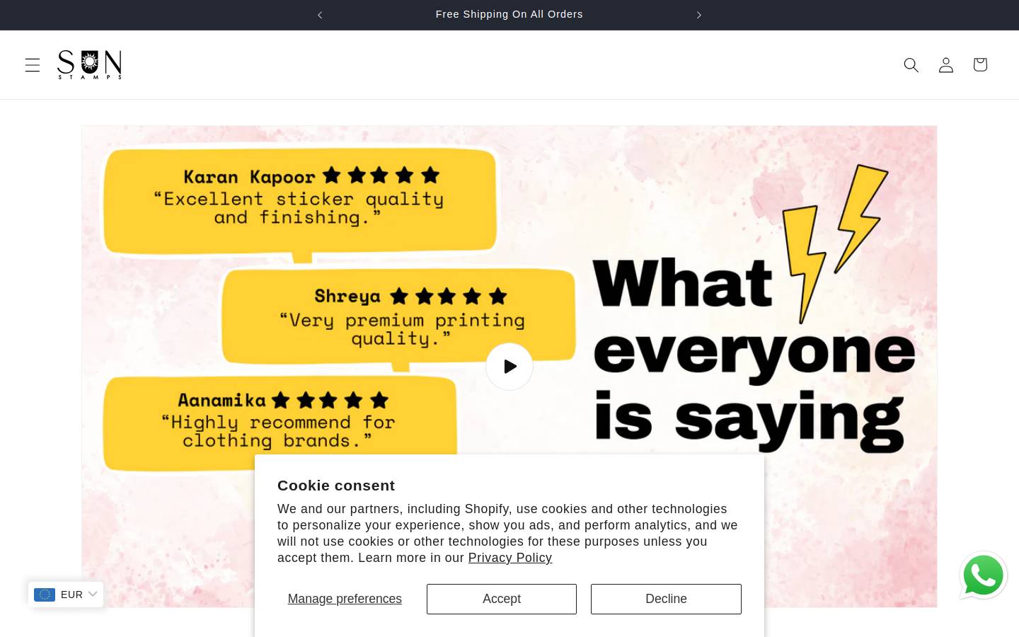 sunshinestamp.shop homepage screenshot