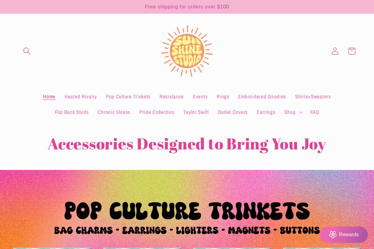 sunshinestudiostore.com homepage screenshot