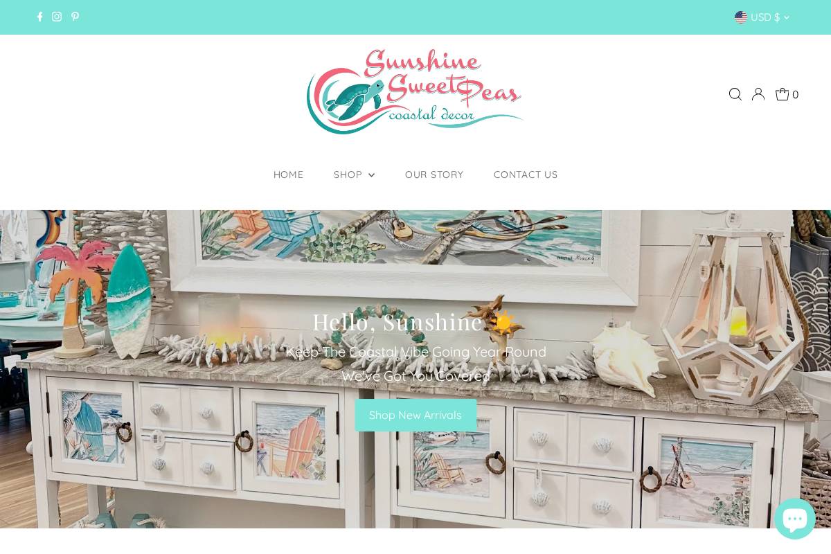 sunshinesweetpeas.com homepage screenshot