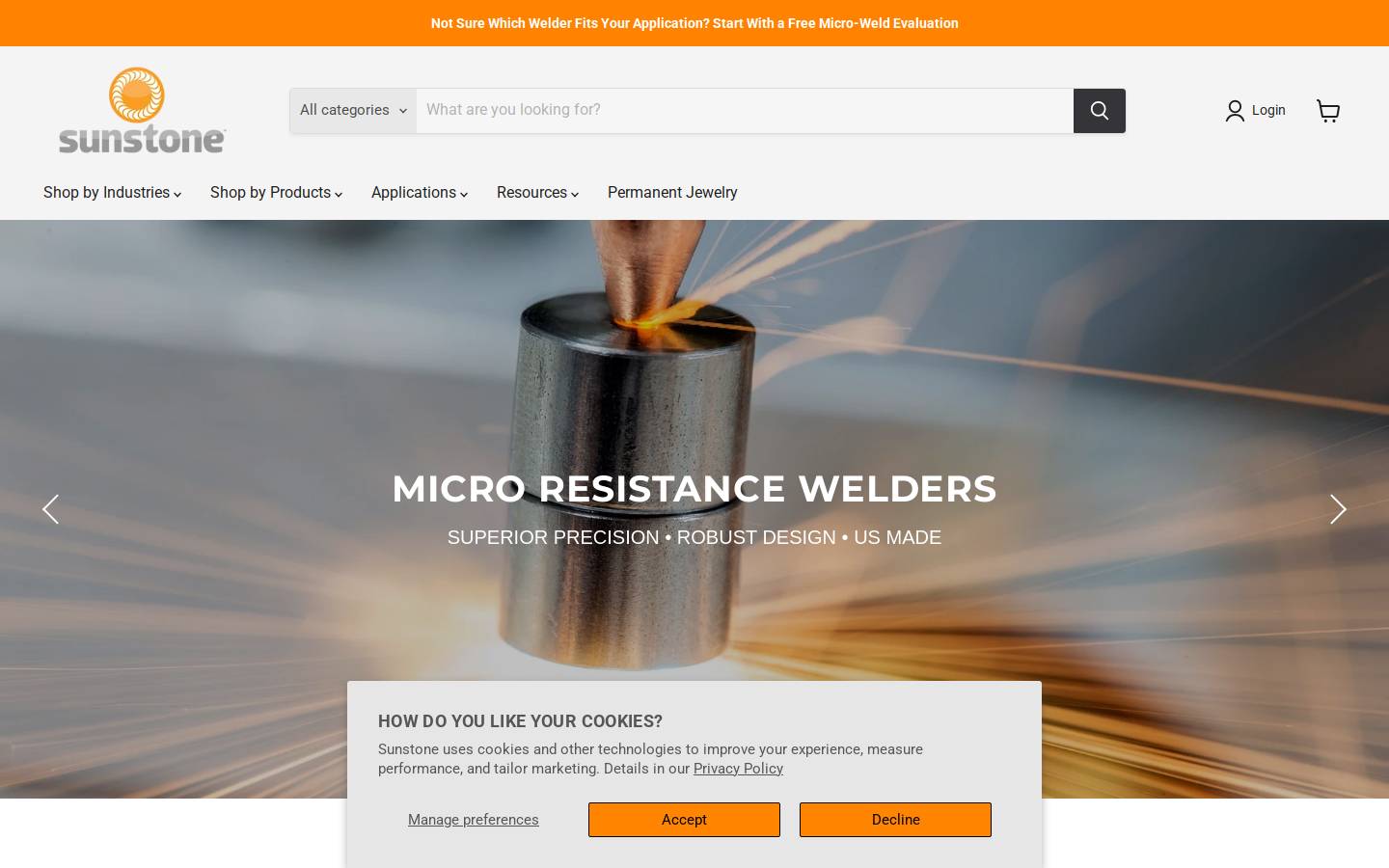 sunstonewelders.com homepage screenshot