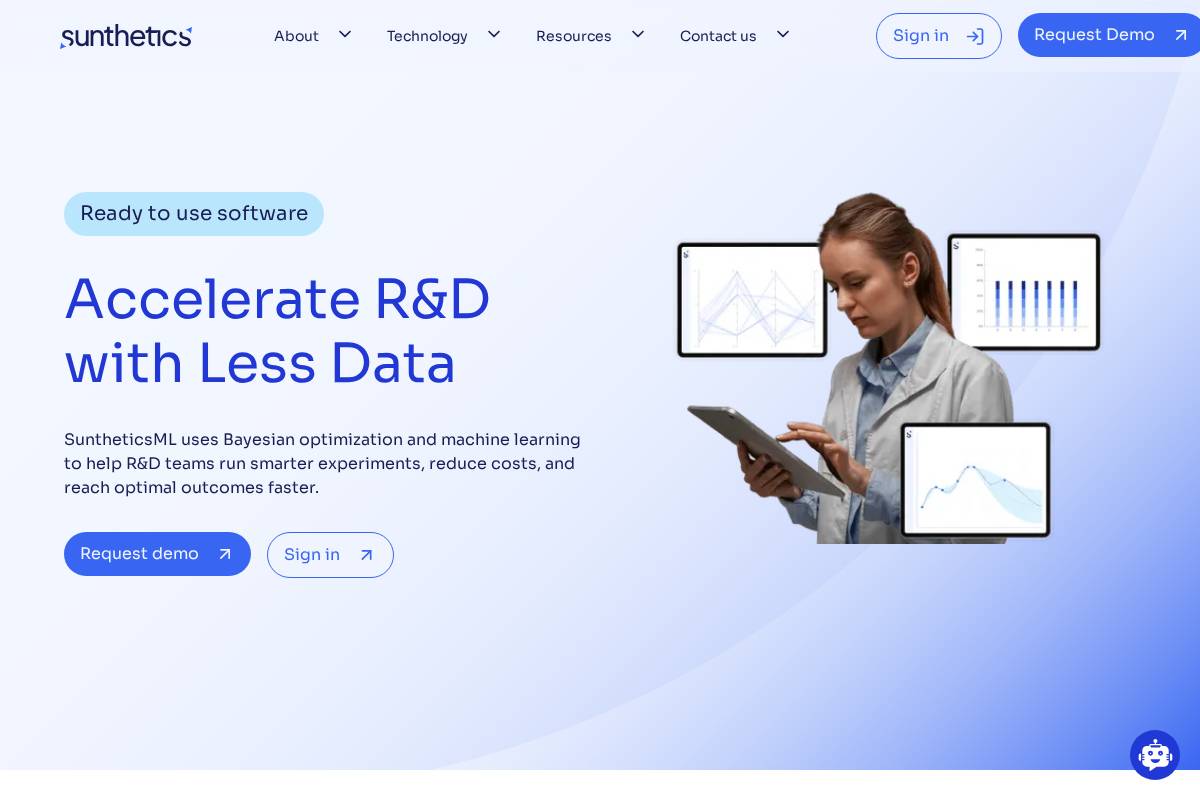 sunthetics.io homepage screenshot