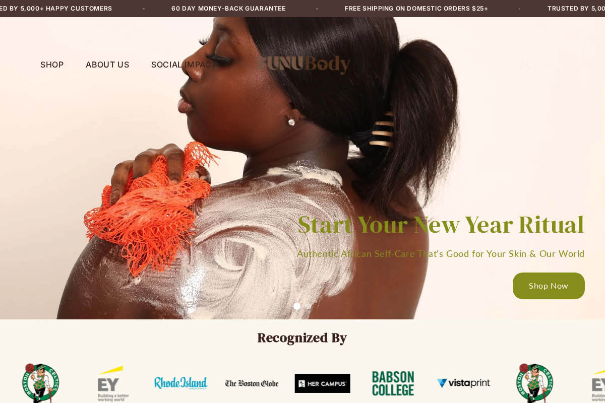 Sunu Body homepage screenshot