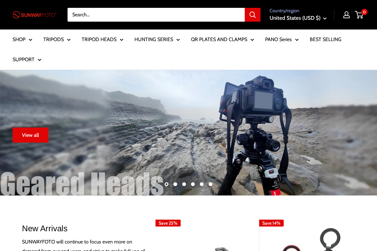 sunwayfoto homepage screenshot