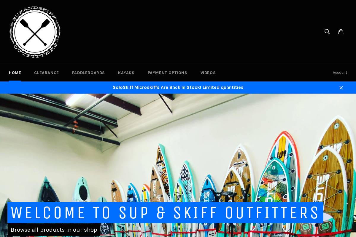 SUP & Skiff Outfitters homepage screenshot