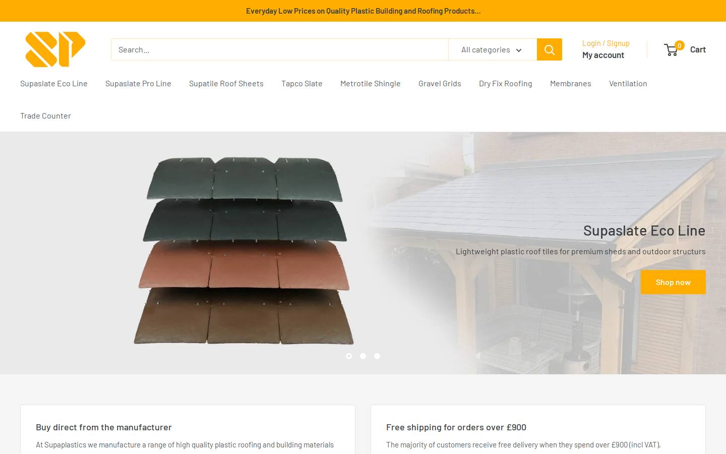 Supaplastics Online Shop homepage screenshot