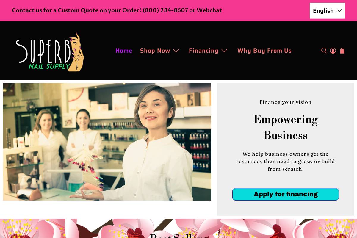 superbnailsupply.com homepage screenshot