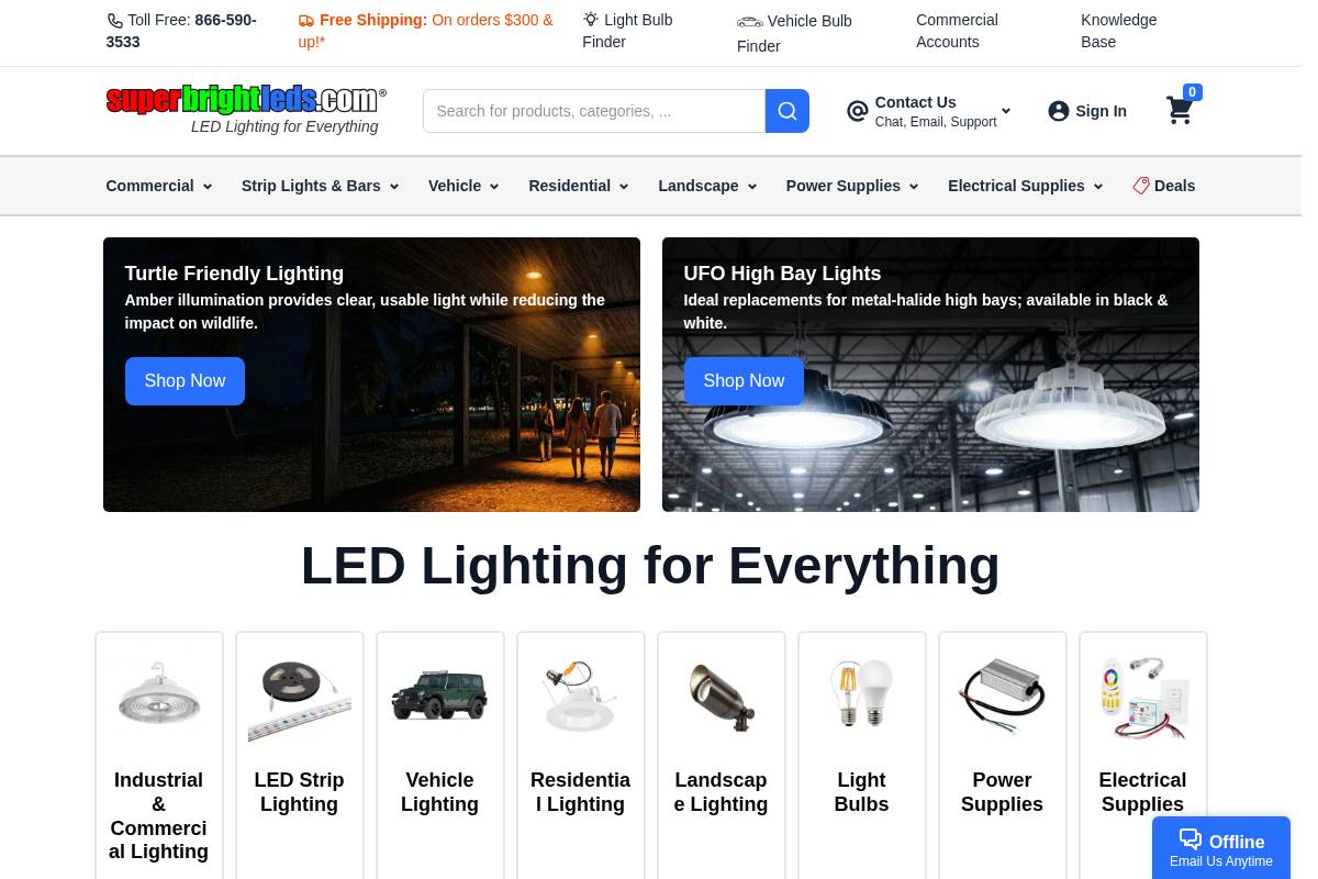 superbrightleds.com homepage screenshot