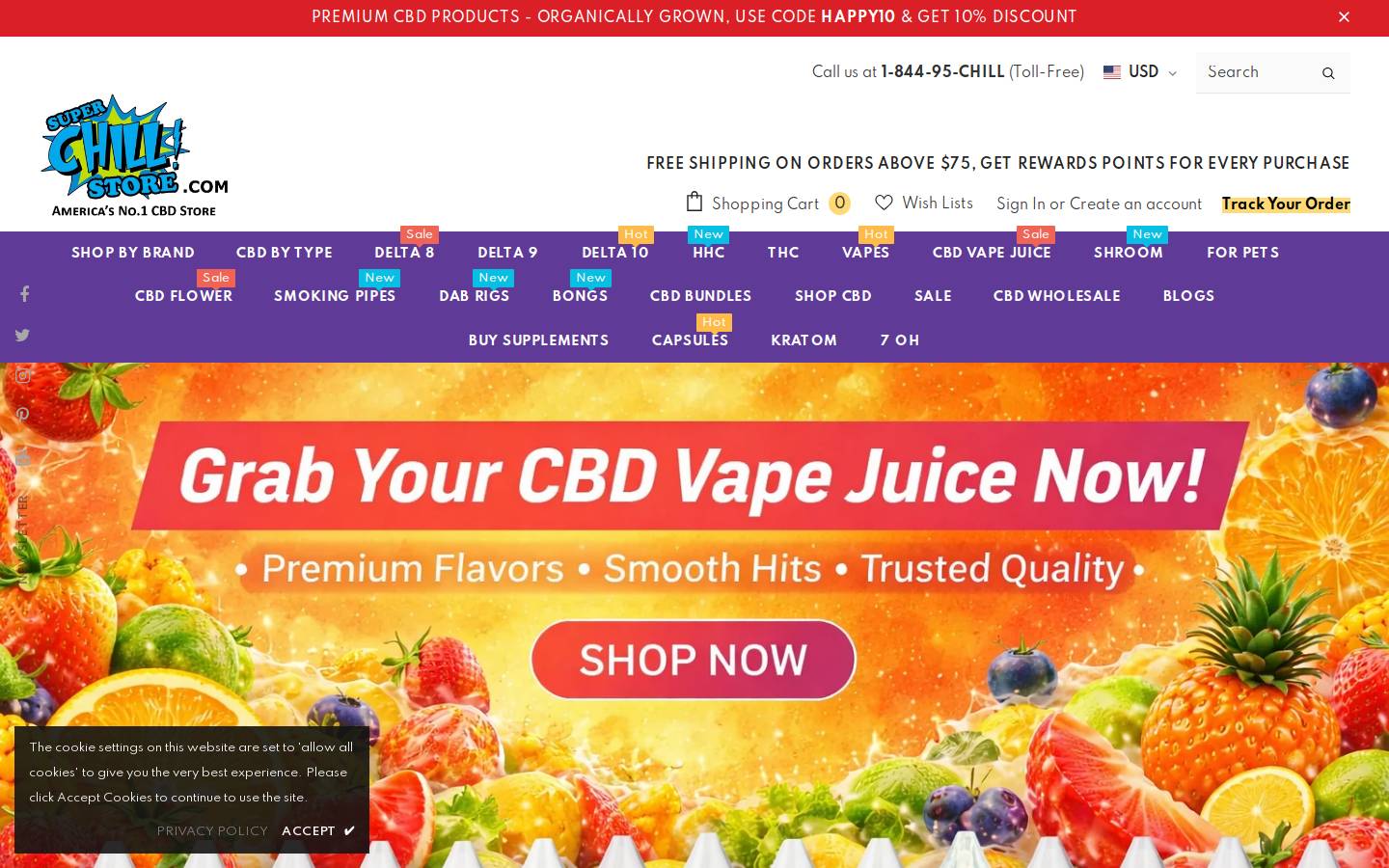Super Chill CBD homepage screenshot