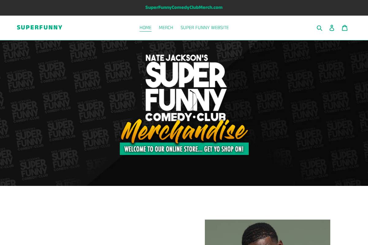 superfunnycomedyclubmerch.com homepage screenshot