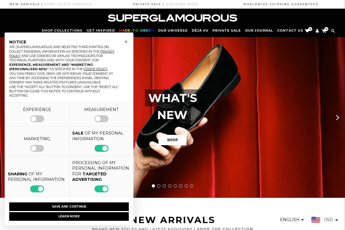 SUPERGLAMOUROUS homepage screenshot