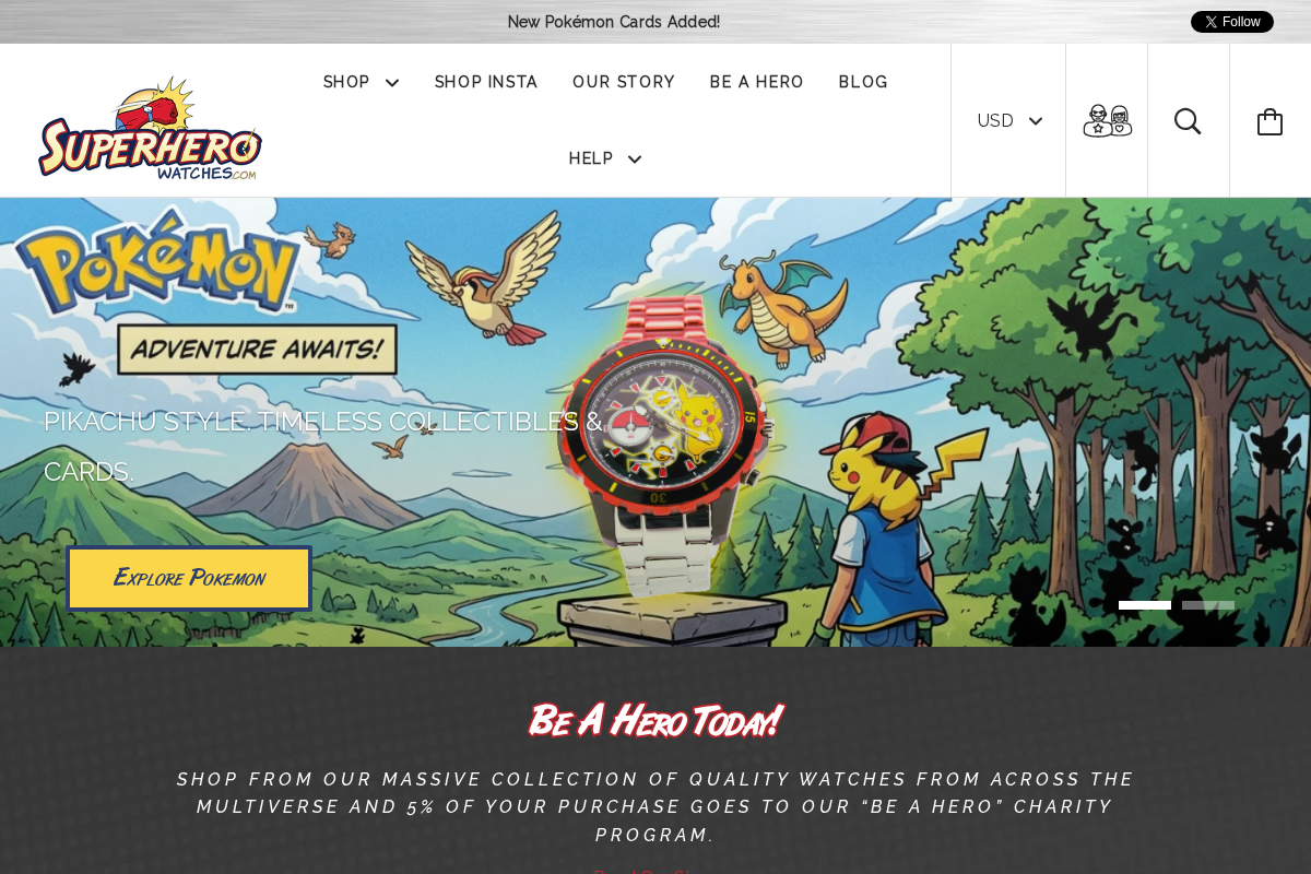 SuperheroWatches.com homepage screenshot