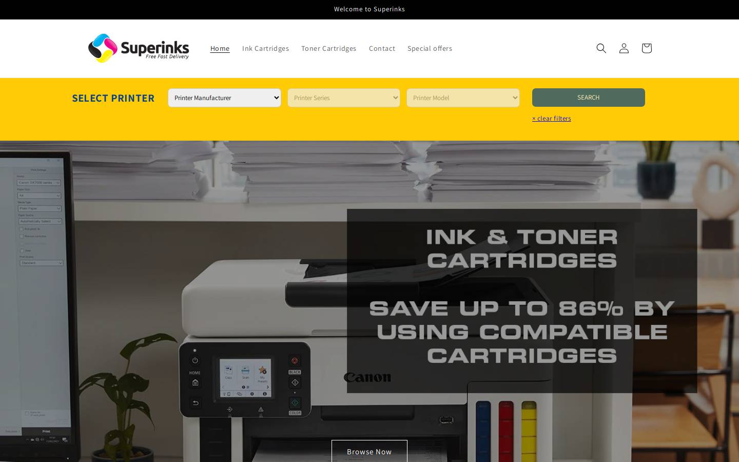 Superinks homepage screenshot