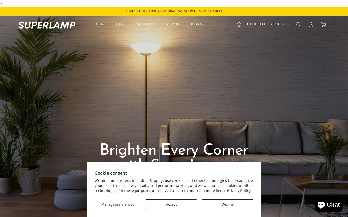 superlamp.com homepage screenshot