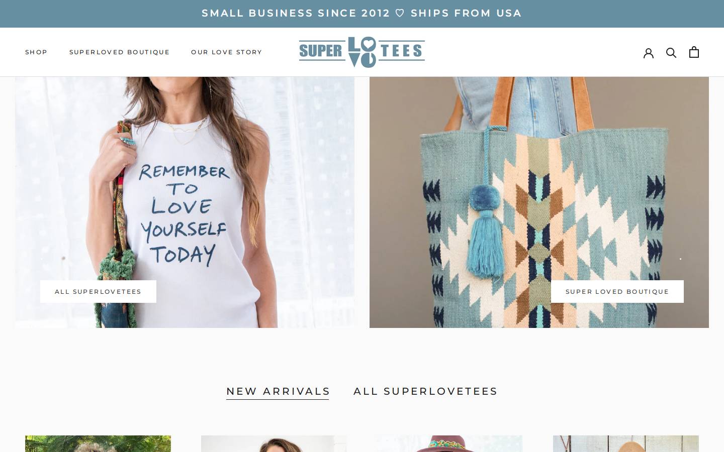superlovetees.com homepage screenshot