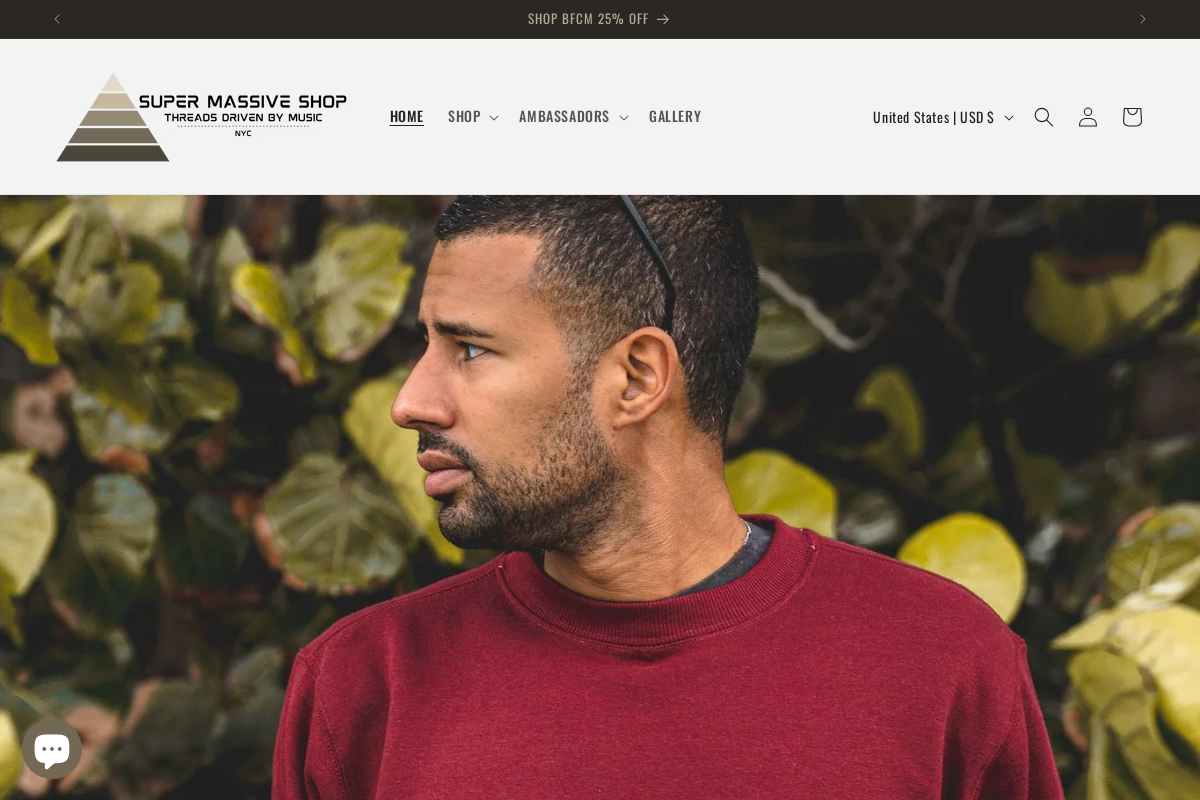 Super Massive Shop homepage screenshot