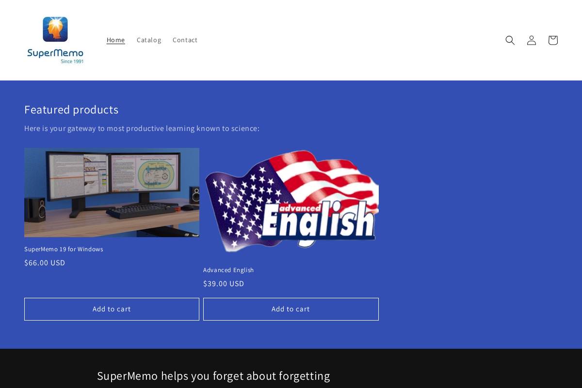 supermemo.store homepage screenshot