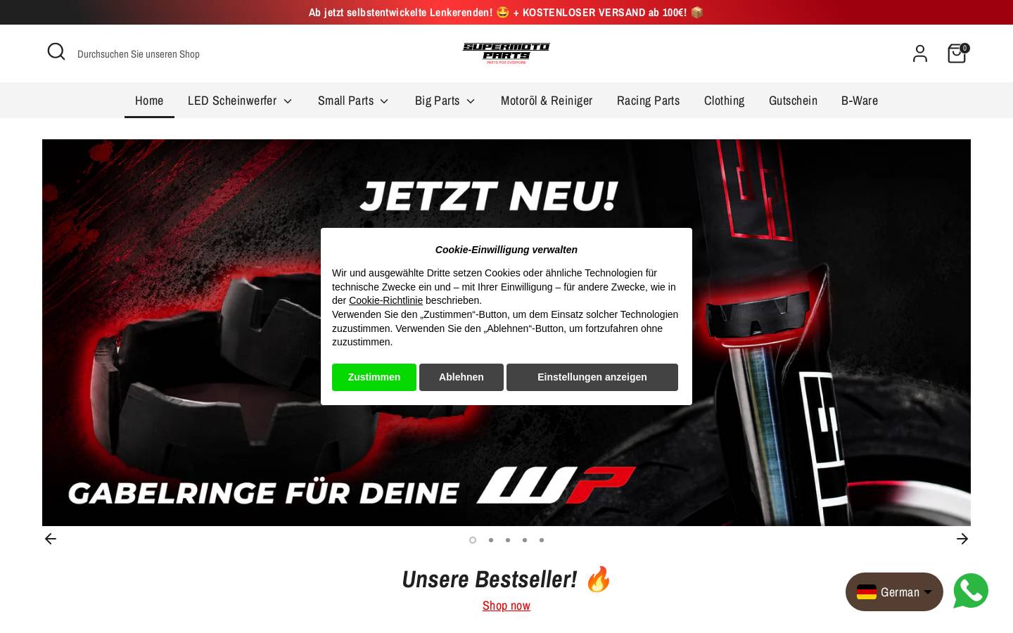 Supermotoparts homepage screenshot