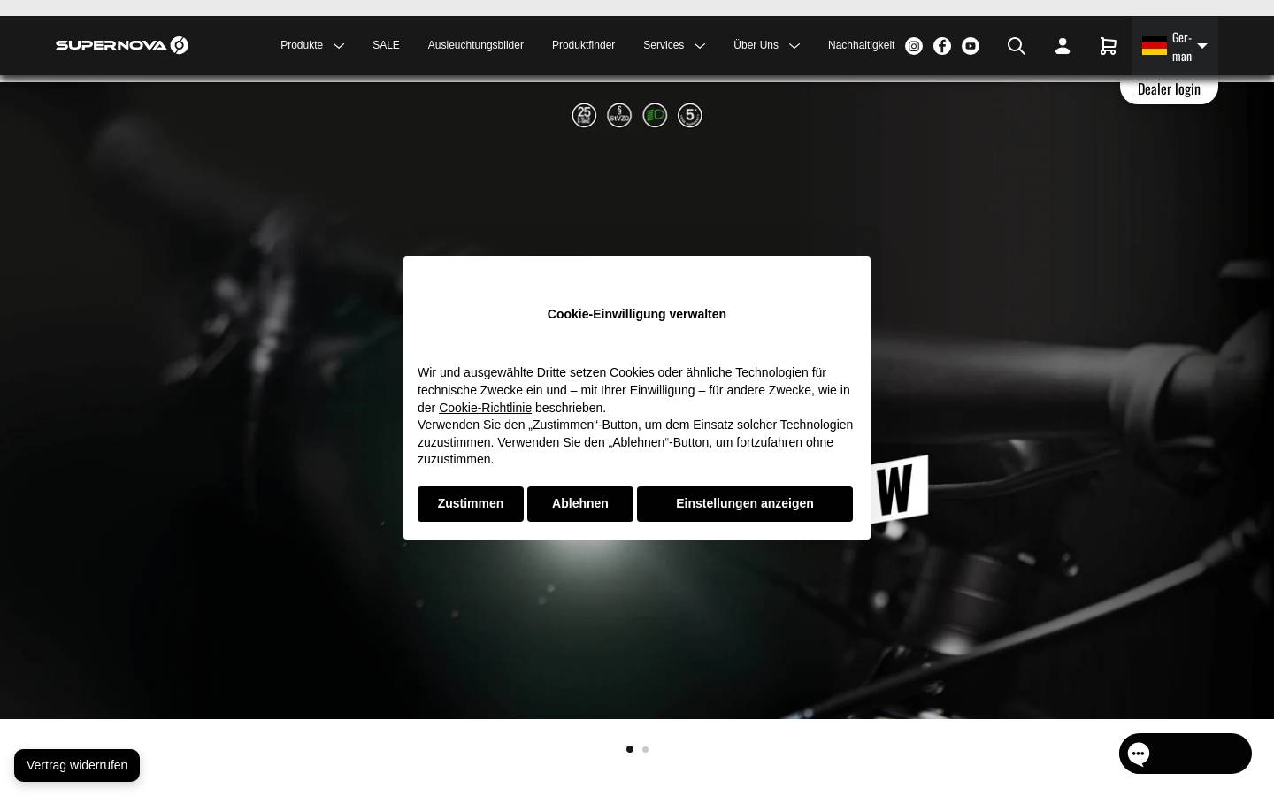 Supernova Lighting Systems homepage screenshot