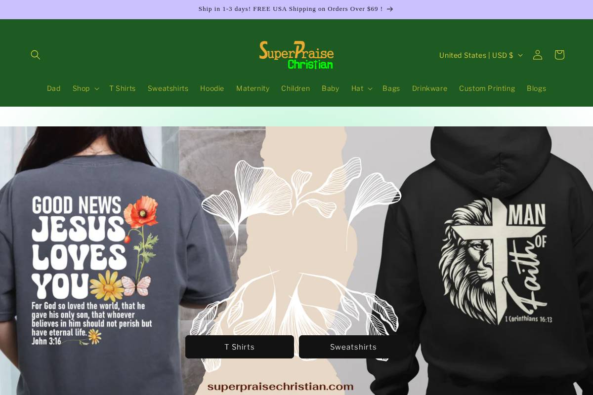 Superpraisechristian homepage screenshot