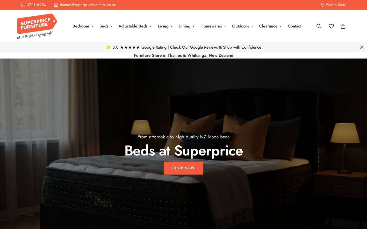 superpricefurniture.co.nz homepage screenshot