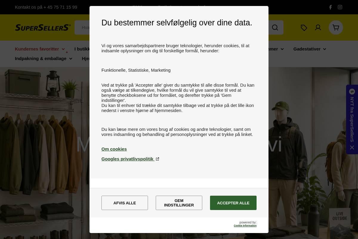 SuperSellerS ApS - Butiksinventar og interiør homepage screenshot