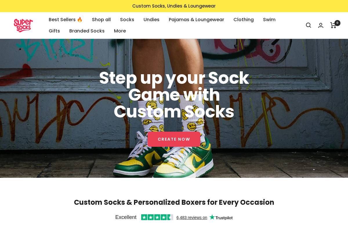 Super Socks homepage screenshot