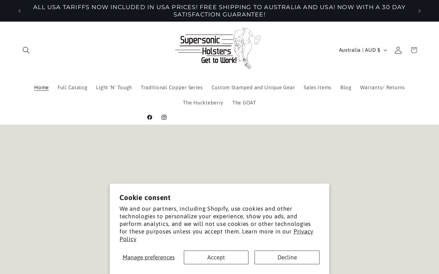 supersonicholsters.com homepage screenshot