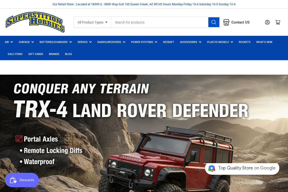 Superstition Hobbies homepage screenshot